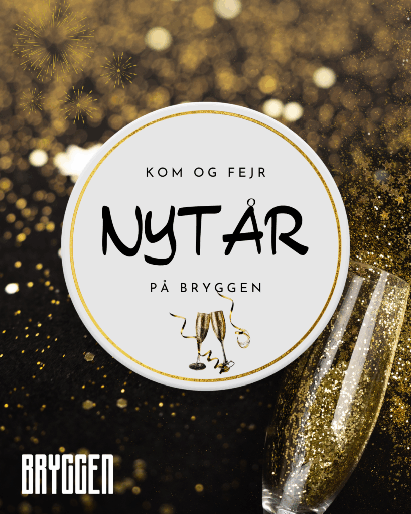 Fejr nyår på Bryggen med champagne og fyrværkeri.